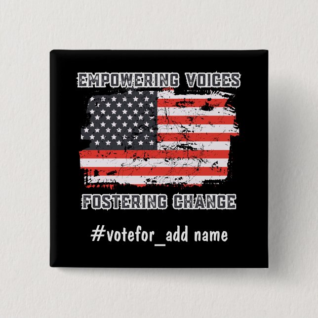 Chapa Cuadrada Empoderando a Voces EEUU 2024 Votación presidencia (Anverso)