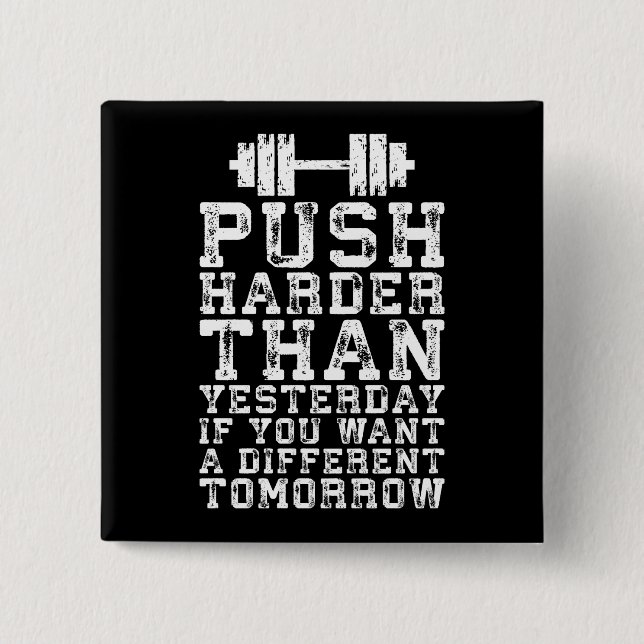 Chapa Cuadrada Empujar más que ayer - Motivación de entrenamiento (Anverso)