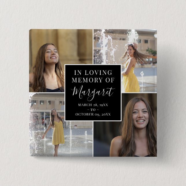 Chapa Cuadrada En el Collage de fotos conmemorativo de los funera (Anverso)