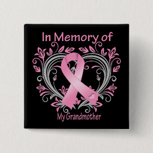 Chapa Cuadrada En memoria de mi corazón del cáncer de pecho de 
