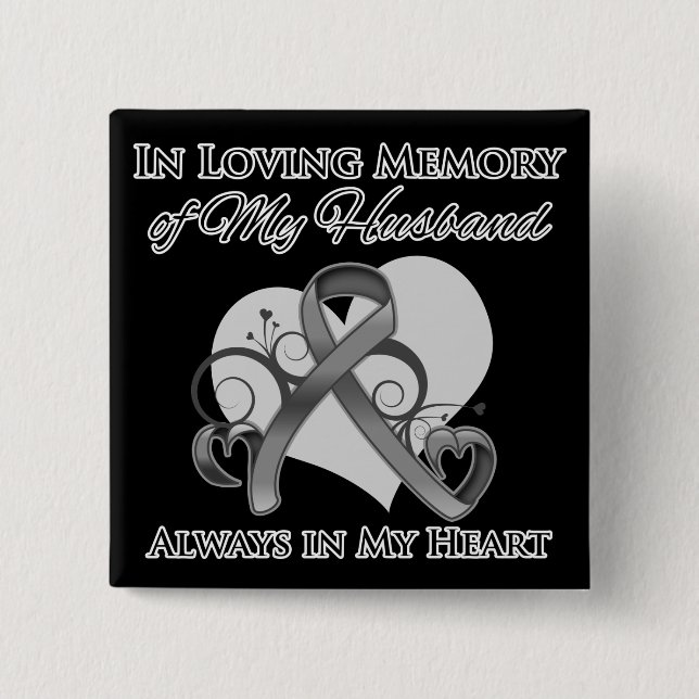 Chapa Cuadrada En memoria de mi marido - Cáncer de cerebro (Anverso)