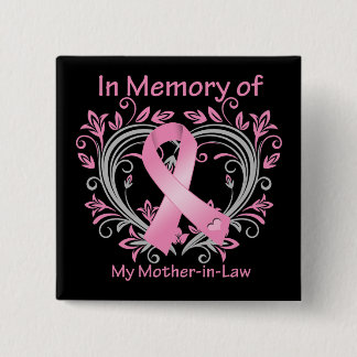 Chapa Cuadrada En memoria de mi suegra corazón de cáncer de mama