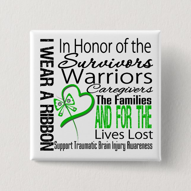 Chapa Cuadrada En Tributo Collage Lesiones Traumáticas Cerebrales (Anverso)