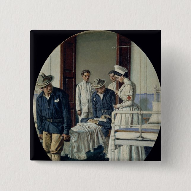 Chapa Cuadrada En un hospital militar (Anverso)
