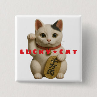Chapa Cuadrada Encanto de un gato suertudo japonés