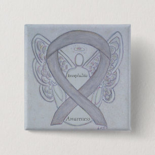 Chapa Cuadrada Encefalitis Cinta de Conciencia Plata Pin de Arte