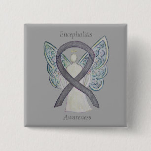 Chapa Cuadrada Encefalitis Cinta de Conciencia Plata Pin de Arte