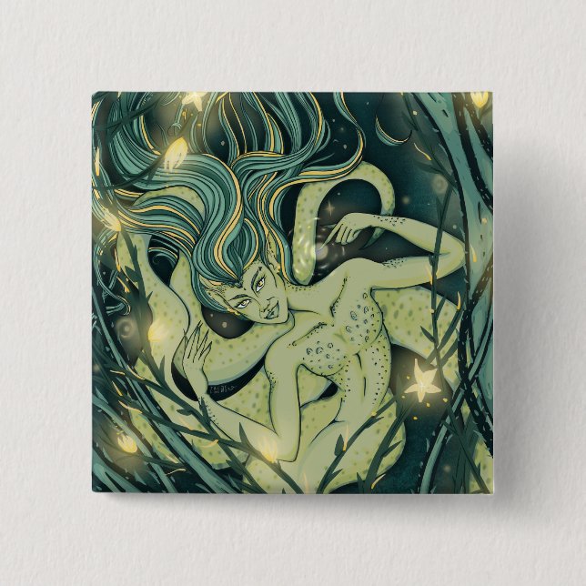 Chapa Cuadrada Enchanted Teal Siren Square Button (Anverso)