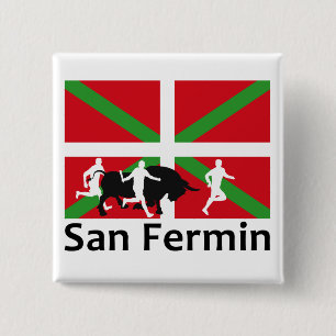 Chapa Cuadrada Encierro de San Fermín en Pamplona y bandera