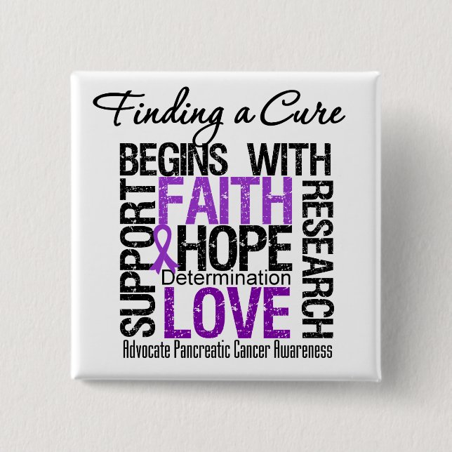 Chapa Cuadrada Encontrar una cura para el cáncer de páncreas (Anverso)