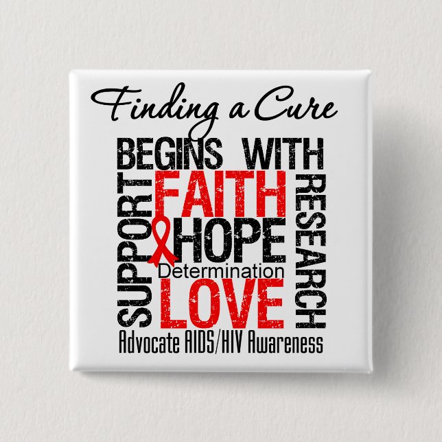 Chapa Cuadrada Encontrar una cura para el VIH/SIDA (Anverso)