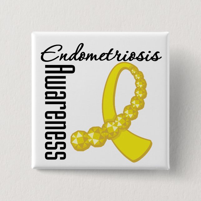 Chapa Cuadrada Endometriosis Awareness Gemstone Ribbon (Anverso)