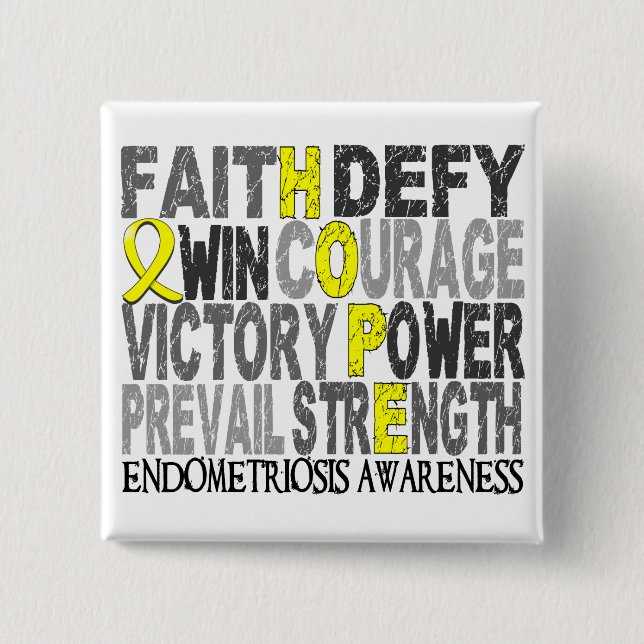 Chapa Cuadrada Endometriosis del collage de la palabra de la (Anverso)