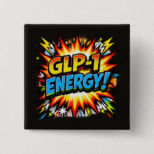 Chapa Cuadrada Energía GLP-1 Arte Pop Cómic