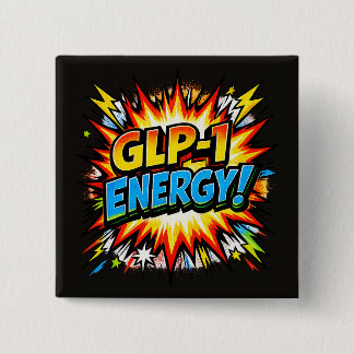 Chapa Cuadrada Energía GLP-1 Arte Pop Cómic