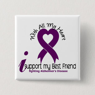 Chapa Cuadrada Enfermedad de Alzheimers apoyo a mi mejor amigo