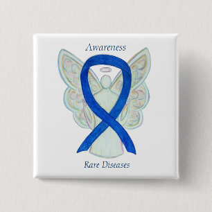 Chapa Cuadrada Enfermedades raras Denim Awareness Angel Ribbon Pi