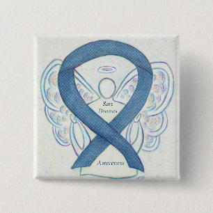 Chapa Cuadrada Enfermedades raras Denim Awareness Angel Ribbon Pi