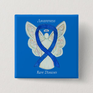 Chapa Cuadrada Enfermedades raras Denim Awareness Angel Ribbon Pi