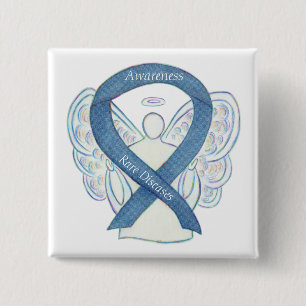 Chapa Cuadrada Enfermedades raras Denim Awareness Angel Ribbon Pi