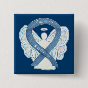 Chapa Cuadrada Enfermedades raras Denim Awareness Angel Ribbon Pi