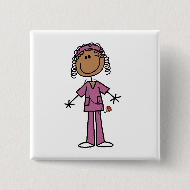 Chapa Cuadrada Enfermera afroamericana (Anverso)