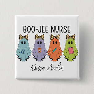 Chapa Cuadrada Enfermera Boo-Jee Halloween Fantasma Personalizado
