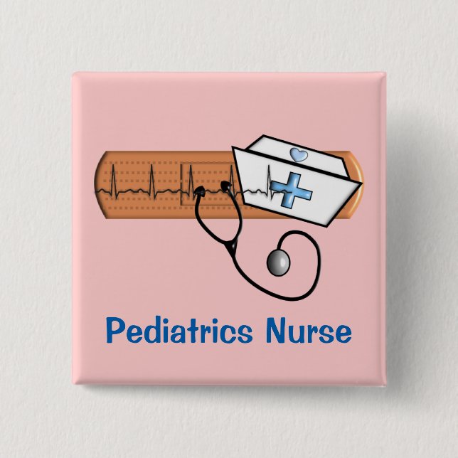 Chapa Cuadrada Enfermera de la pediatría de la insignia conocida (Anverso)