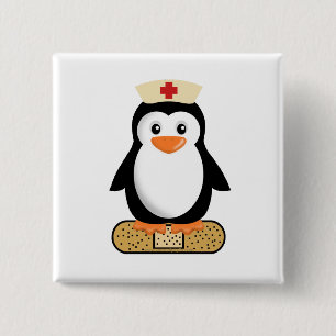 Chapa Cuadrada Enfermera de pingüino (con bádadela)