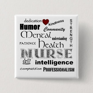 Chapa Cuadrada Enfermera de salud mental Pride-/White+Corazón