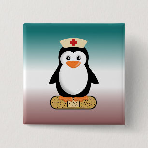 Chapa Cuadrada Enfermera Penguin (con Bandaid)