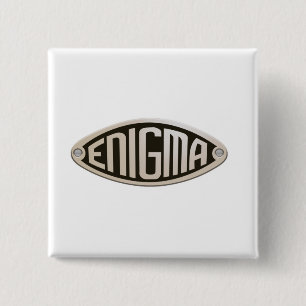 CHAPA CUADRADA ENIGMA. WWII, DESTACADORES DE CÓDIGO, LOGO.