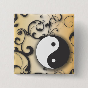 Chapa Cuadrada Ennegrézcase con Yin de bronce y Yang con las