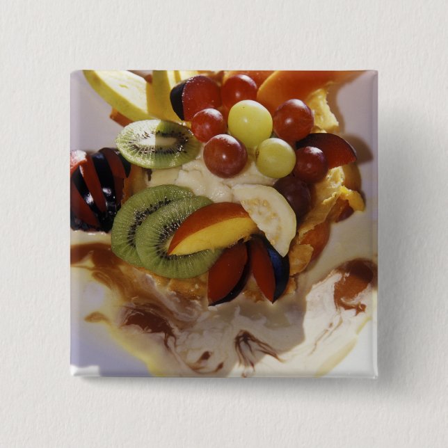 Chapa Cuadrada Ensalada de frutas con helado. (Anverso)