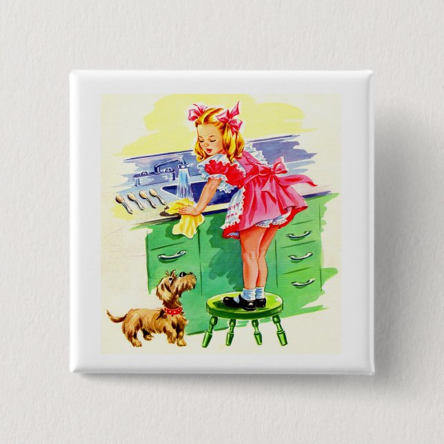 Chapa Cuadrada Enseñando a Rover a lavar los platos (Anverso)