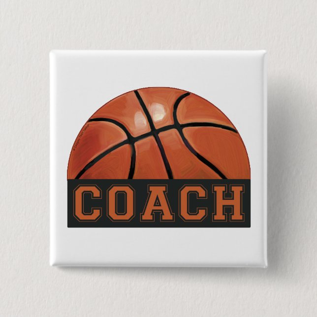 Chapa Cuadrada Entrenador de baloncesto (Anverso)