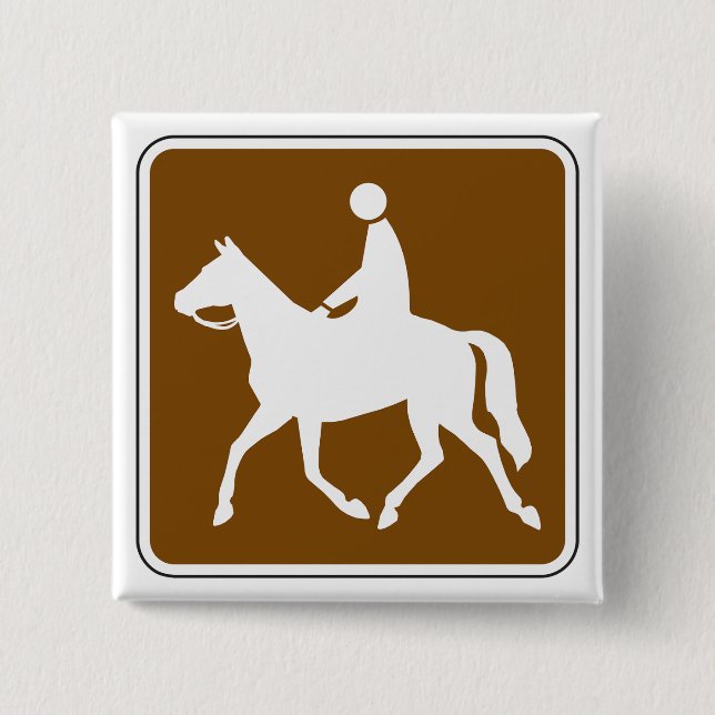 Chapa Cuadrada Equestrian Trail Riding Horse Silhouette Icon (Anverso)