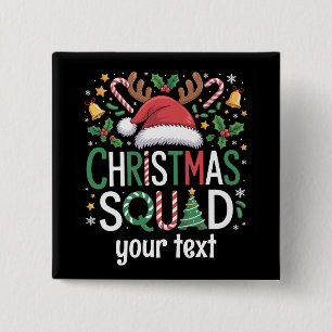 Chapa Cuadrada Equipo de Navidad Familiar Personalizado 2025 a Ju