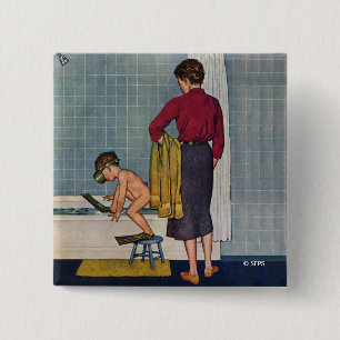 Chapa Cuadrada Equipo de submarinismo en la tina