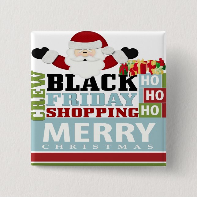 Chapa Cuadrada Equipo negro de las compras de viernes (Anverso)