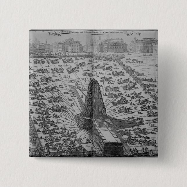 Chapa Cuadrada Erección del obelisco egipcio antiguo (Anverso)