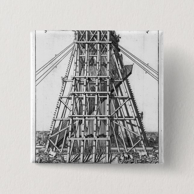 Chapa Cuadrada Erección del obelisco egipcio antiguo (Anverso)