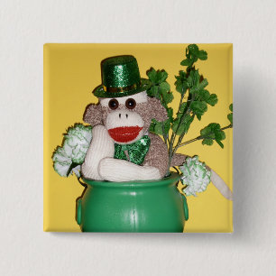 Chapa Cuadrada Ernie el Pin del día del calcetín del St Patrick