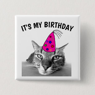 CHAPA CUADRADA ES MI CUMPLEAÑOS, BOTONES DE TABBY CAT