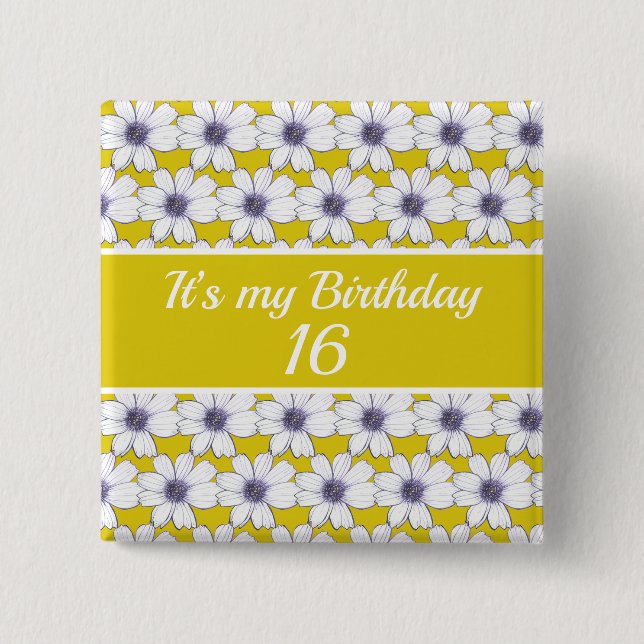 Chapa Cuadrada Es mi cumpleaños Cumpleaños personalizado (Anverso)