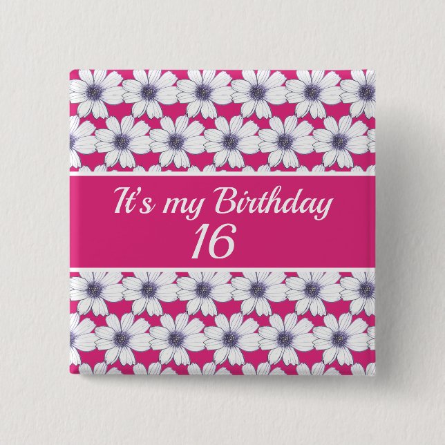 Chapa Cuadrada Es mi cumpleaños Personalizado (Anverso)