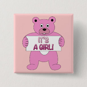 Chapa Cuadrada Es un oso rosa Chica