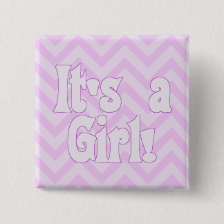 Chapa Cuadrada Es una Invitación Chica Rosa Zigzag
