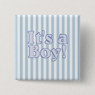Chapa Cuadrada Es una Invitación de rayas azul de niño