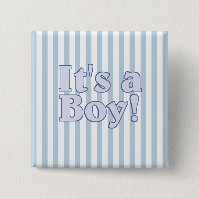 Chapa Cuadrada Es una Invitación de rayas azul de niño (Anverso)